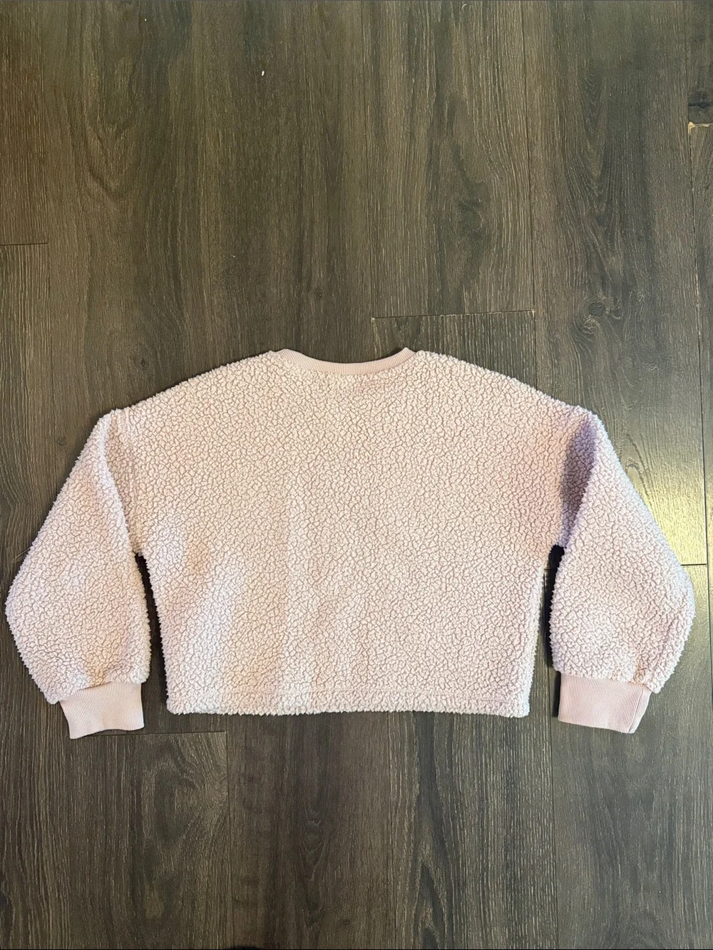 Old Navy Light Pink Sherpa Cropped Crewneck Sweatshirt, Size L 10-12